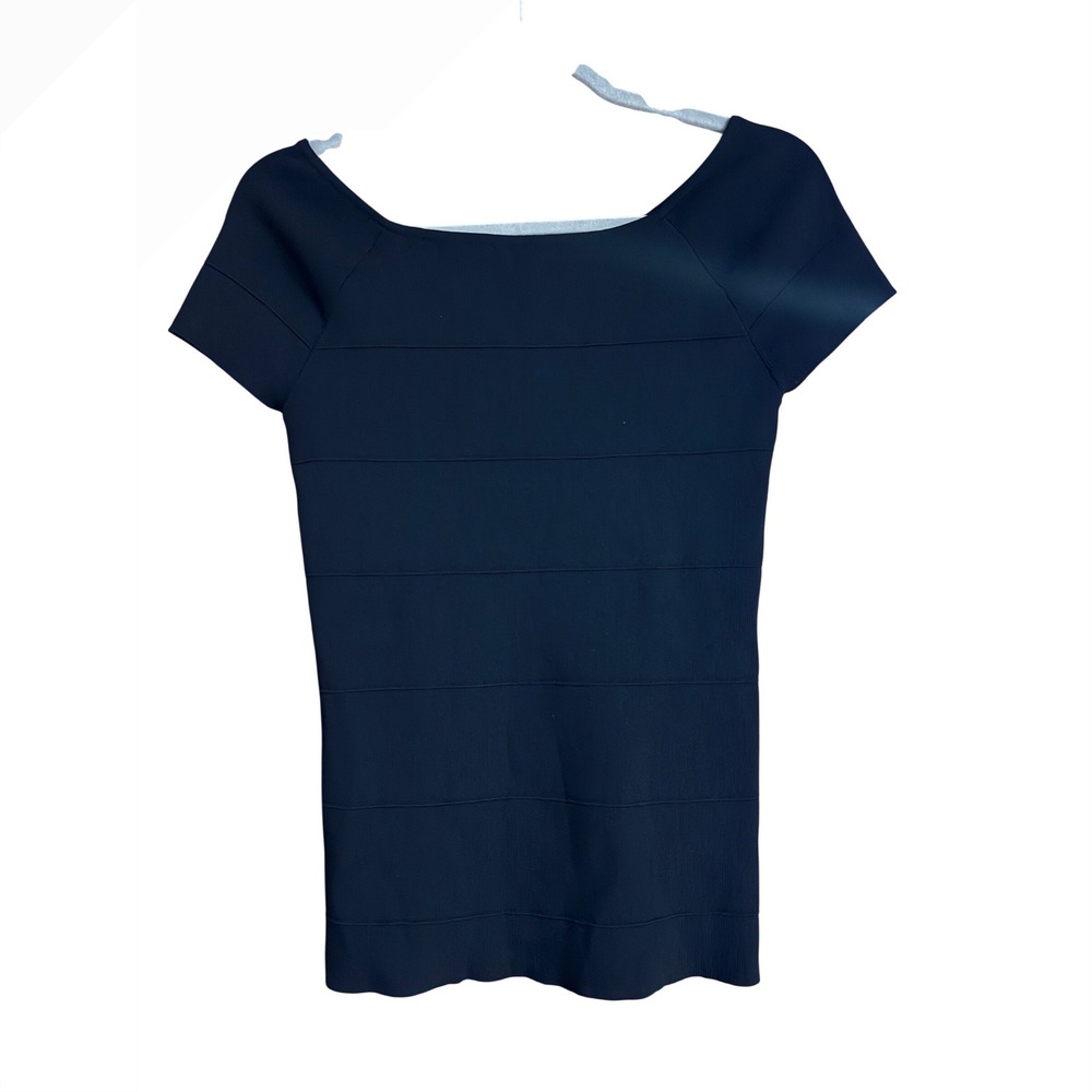 Vivienne Tam Black Bandage Knit Short Sleeve Scoop Neck Top Size Medium